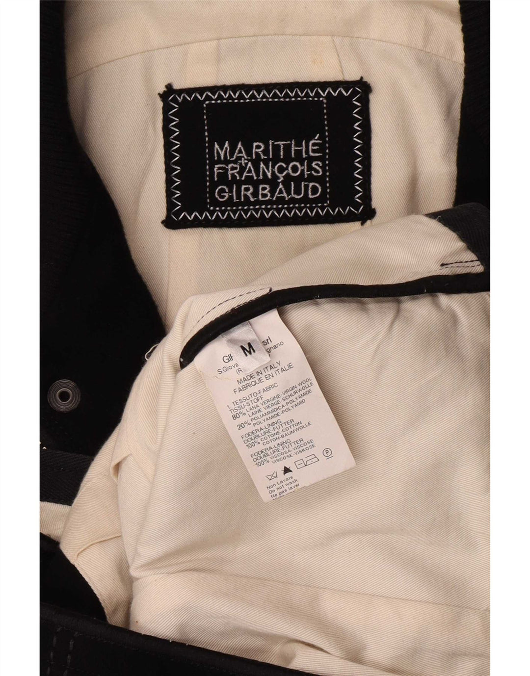 Marithe Francois Girbaud Bomberjakke til mænd UK 38 Medium Black Virgin Wool