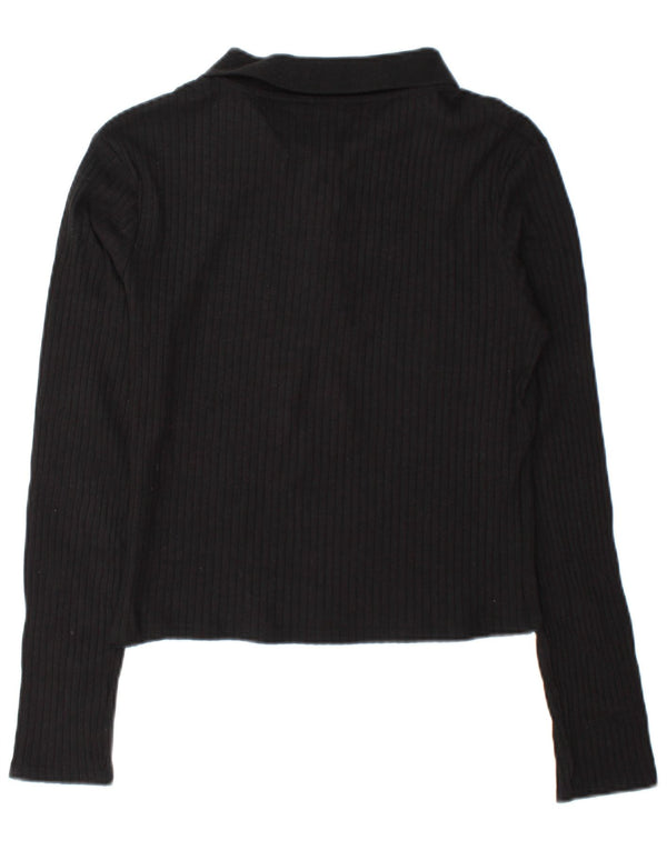 Zara Dame Langærmet Polo Shirt UK 16 Large Black