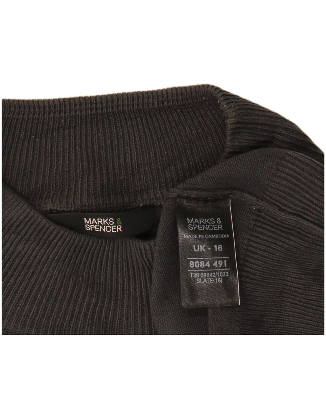 Marks & Spencer Dame Turtle Neck Jumper Sweater UK 16 Large Grå Akryl