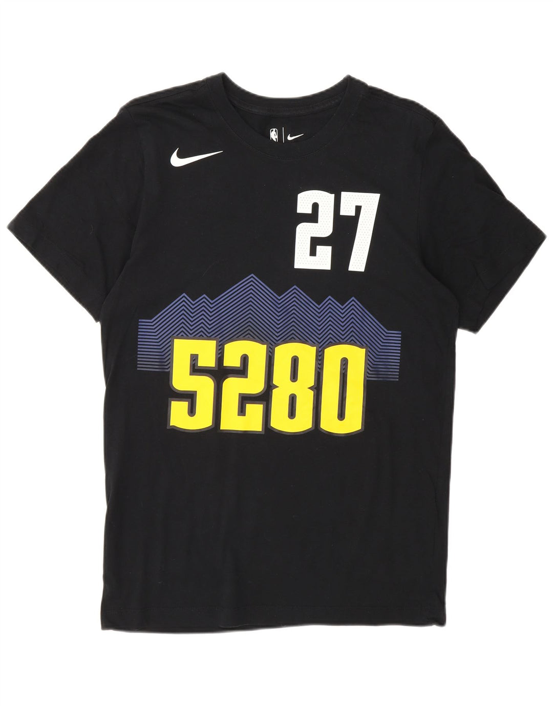 Nike Herre Denver Nuggets Grafisk T-Shirt Top Lille Sort Bomuld