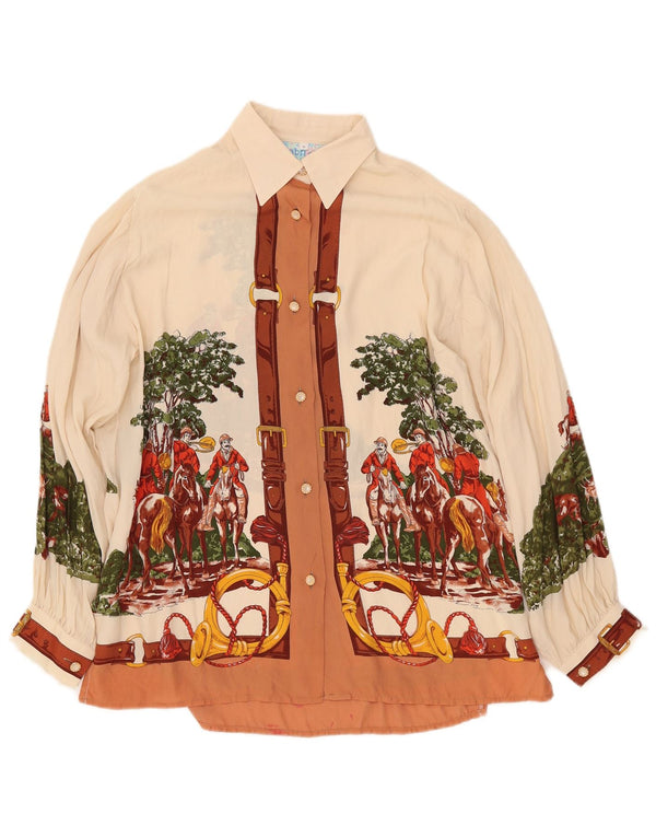 GABRI ELLE LA CAMICIA Grafisk skjortebluse til kvinder UK 16 Large Off White