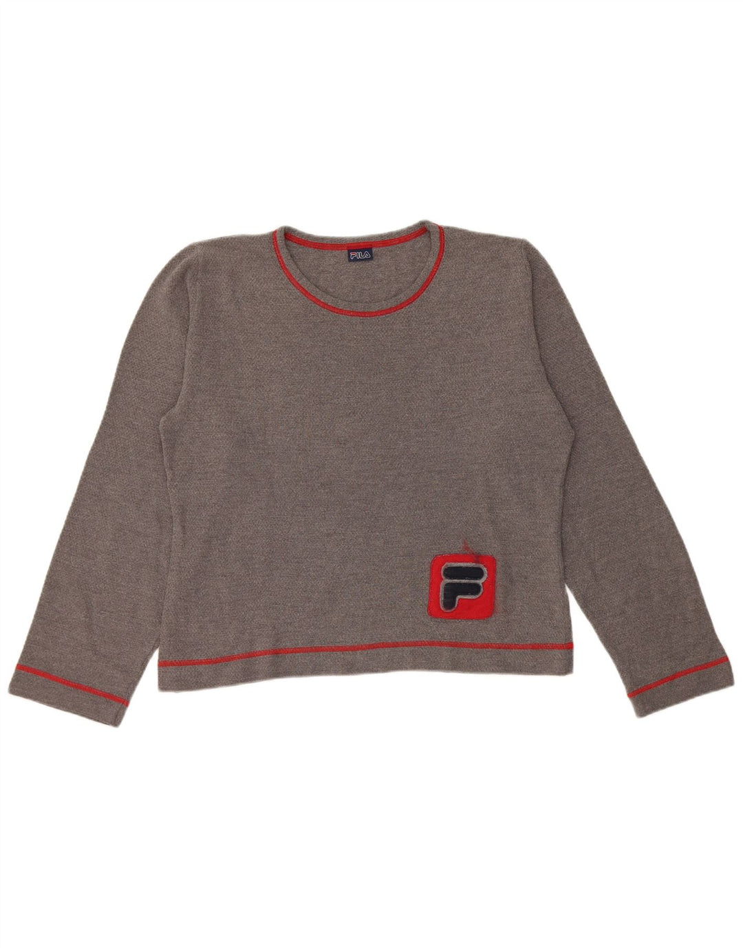 Fila Womens Crop Graphic Top Langærmet UK 16 Large Grey