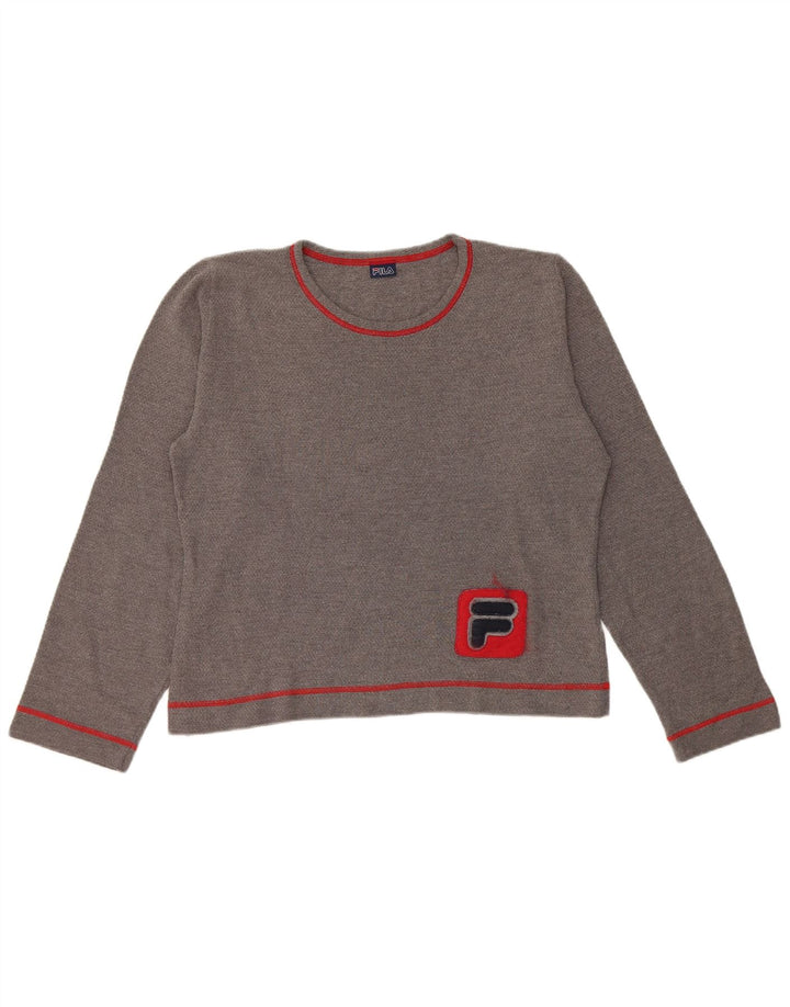 Fila Womens Crop Graphic Top Langærmet UK 16 Large Grey