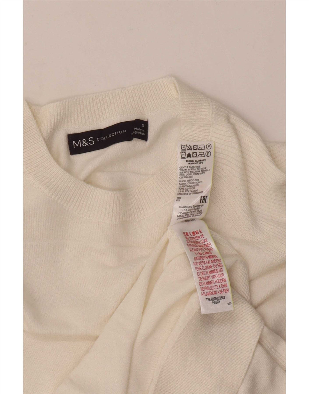 Marks & Spencer Dame Boat Neck Jumper Sweater UK 10 Small White