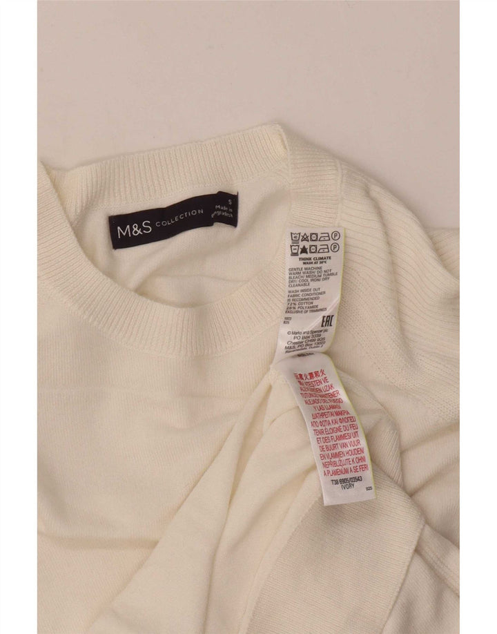 Marks & Spencer Dame Boat Neck Jumper Sweater UK 10 Small White