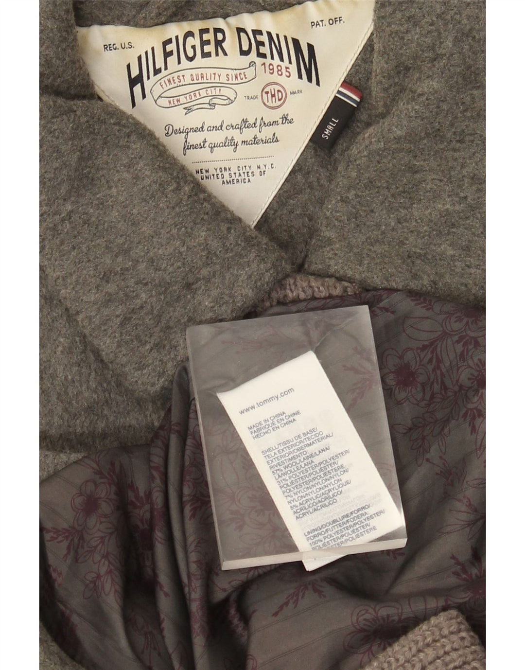 Tommy Hilfiger Dame Overfrakke UK 10 Lille Grå Uld