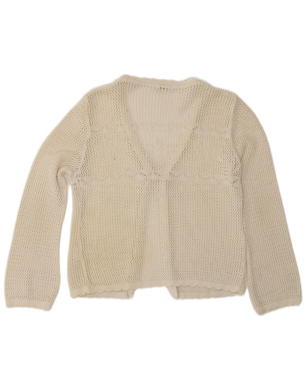 Vintage hæklet cardigan sweater til kvinder UK 12 Medium White