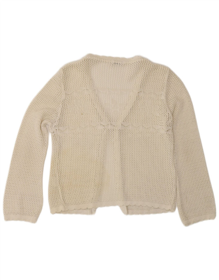 Vintage hæklet cardigan sweater til kvinder UK 12 Medium White