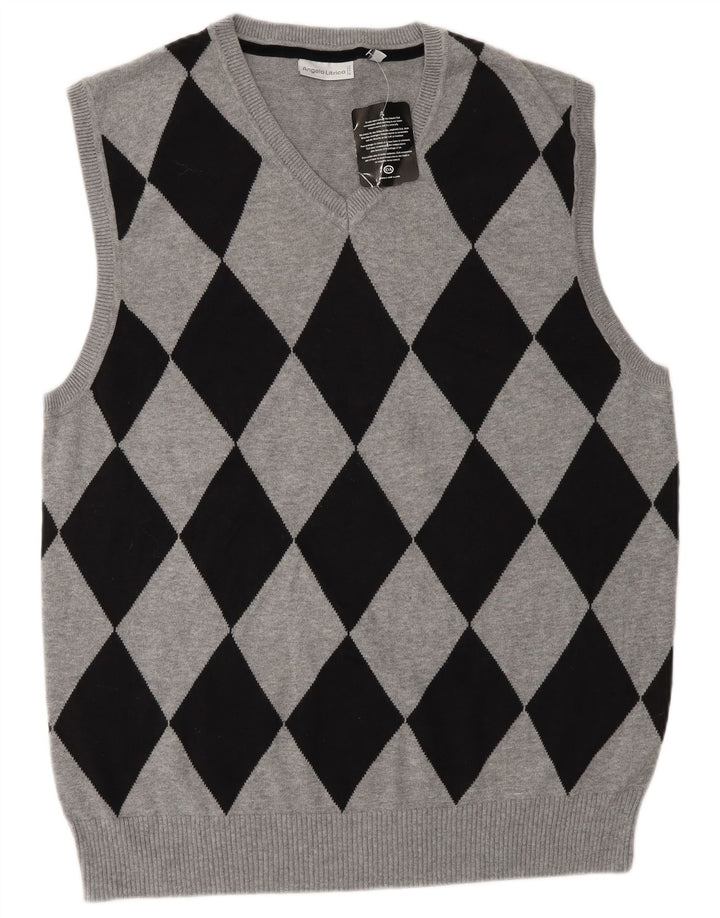 Angelo Litrico Herrevest Tank Top XL Grå Argyle/Diamant Bomuld