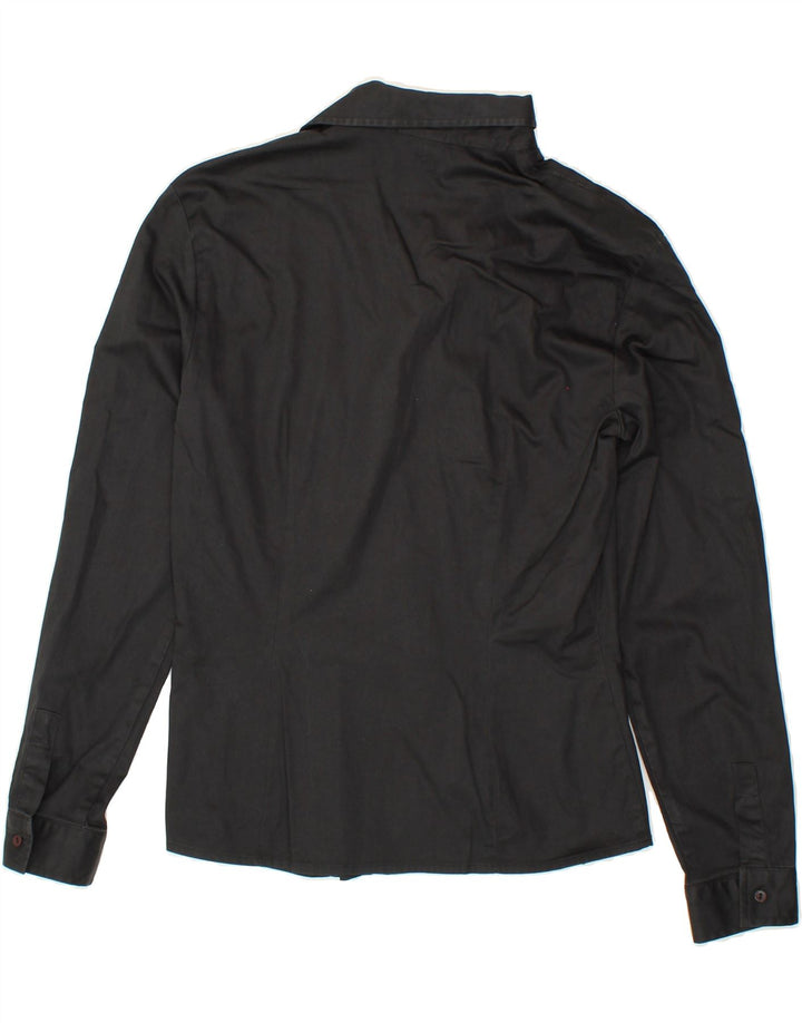 TRUSSARDI JEANS Womens Shirt UK 12 Medium Black Cotton Vintage Trussardi Jeans and Second-Hand Trussardi Jeans from Messina Hembry 