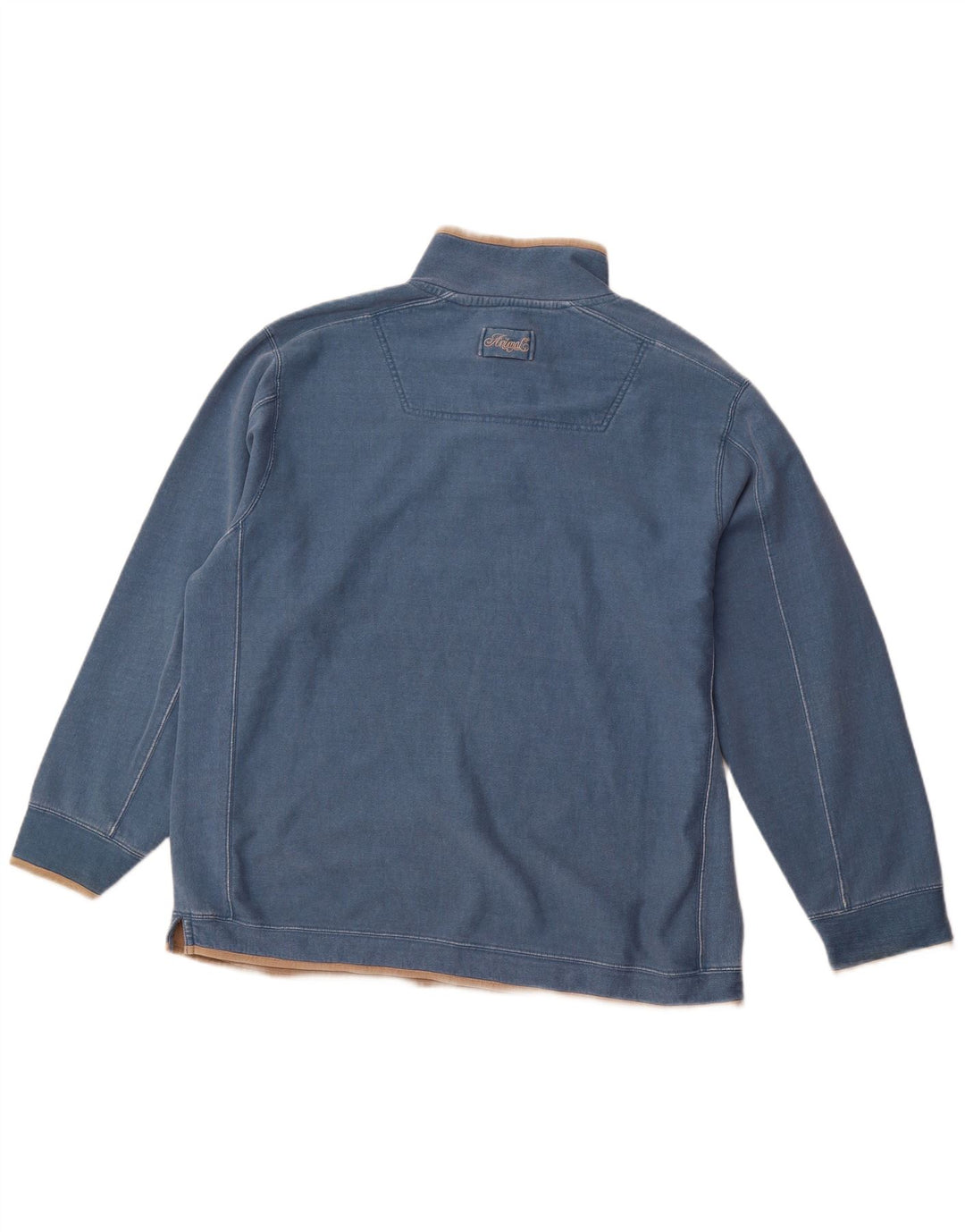 ANIMAL Herre Button Neck Sweatshirt Jumper XL Blå Bomuld