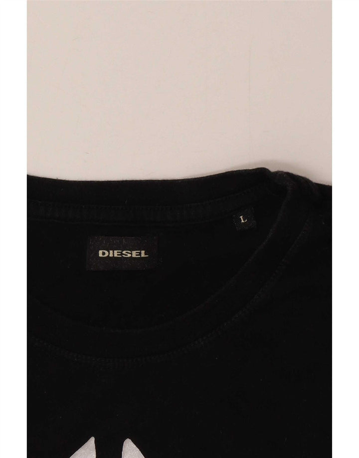 Diesel Herre Grafisk T-Shirt Top Stor Sort