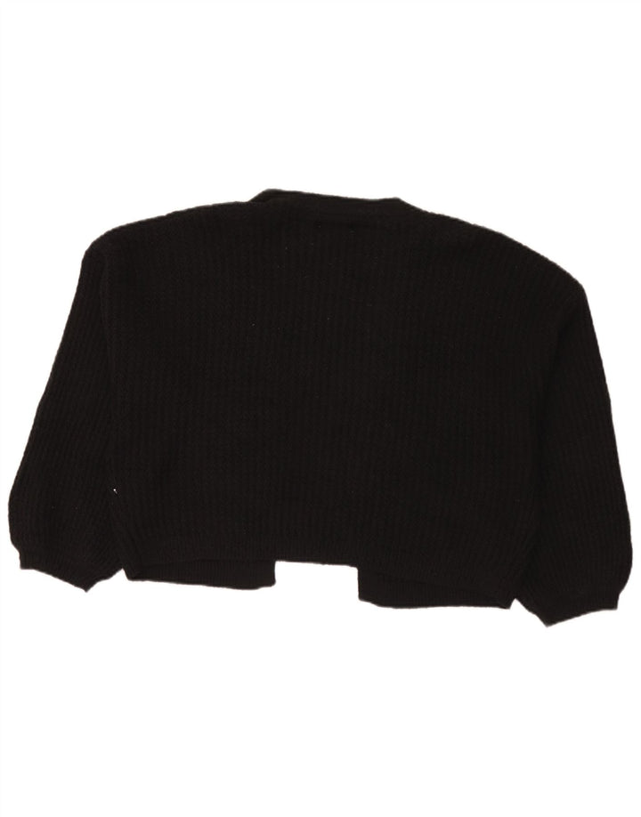 Fat Face Dame Oversized Crop Open Cardigan Sweater UK 14 Large Black