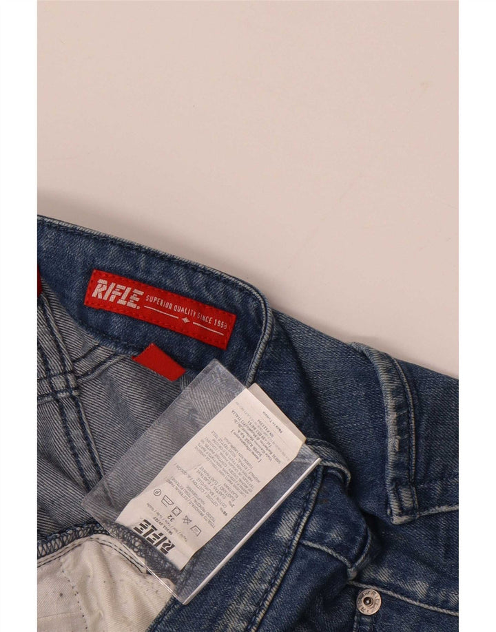 Rifle Herre Distressed Slim Jeans W32 L34 Blå Bomuld