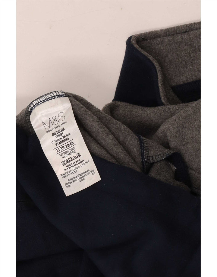 Marks & Spencer Fleecejakke til mænd UK 38 Medium Navy Blue Polyester