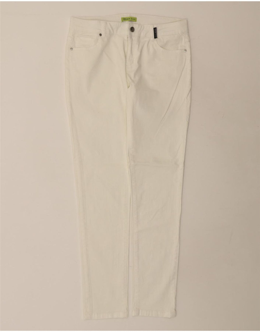 Versace Dame Slim Jeans IT 44 Medium W32 L31 Hvid Bomuld