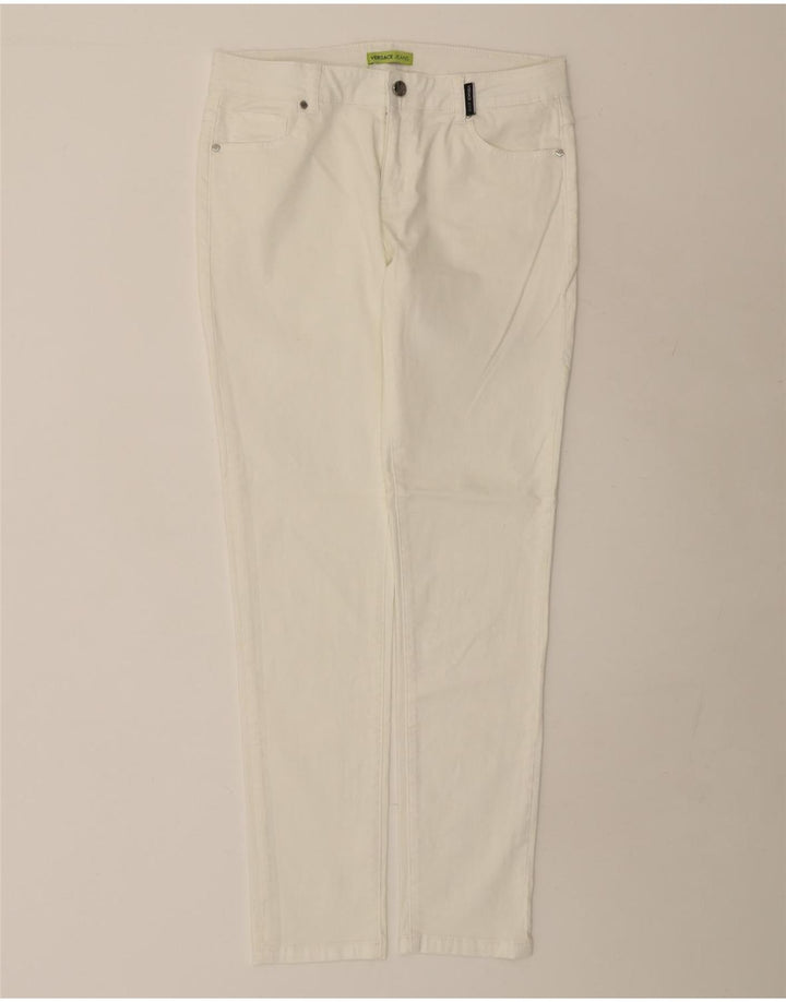 Versace Dame Slim Jeans IT 44 Medium W32 L31 Hvid Bomuld