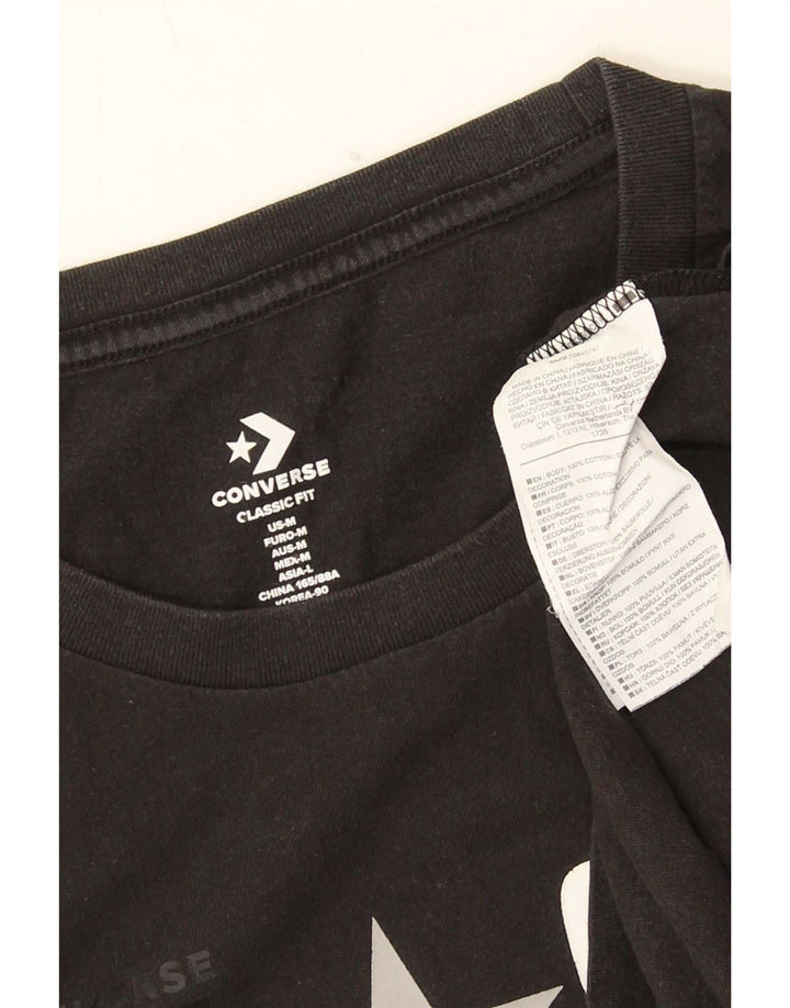 Converse Herre Classic Fit Grafisk T-shirt Top Medium Sort Bomuld