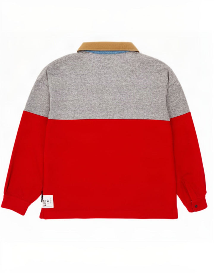 Tænk Pink Herre Polo Neck Fleece Jumper XL Rød Colourblock Polyester