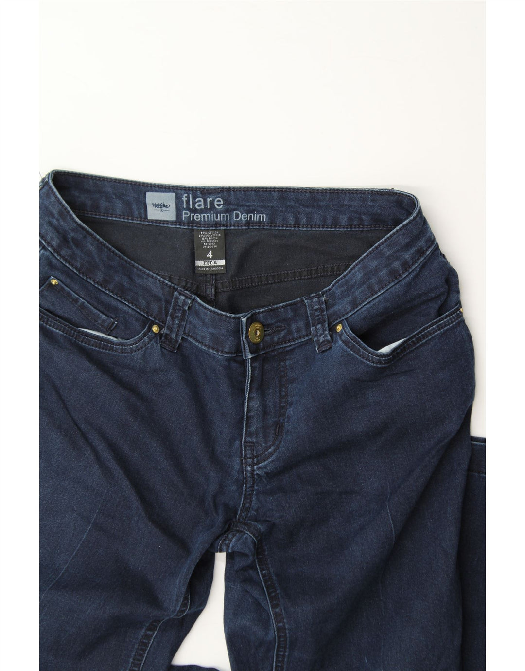 MOSSIMO Womens Flared Jeans US 4 Small W30 L32 Navy Blue Cotton Vintage Mossimo and Second-Hand Mossimo from Messina Hembry 