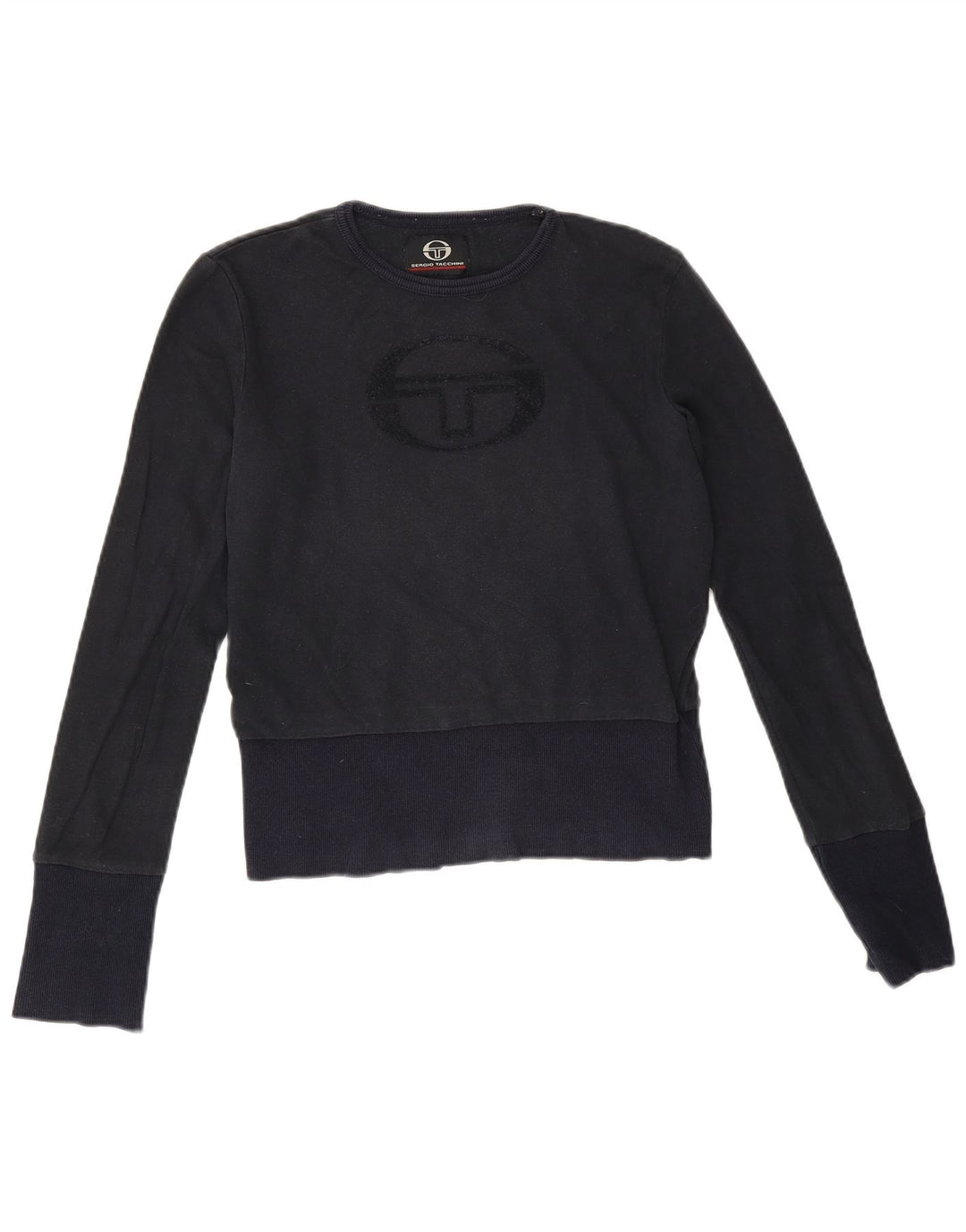 Sergio Tacchini Dame Crop Grafisk Top Langærmet UK 12 Medium Navy Blue