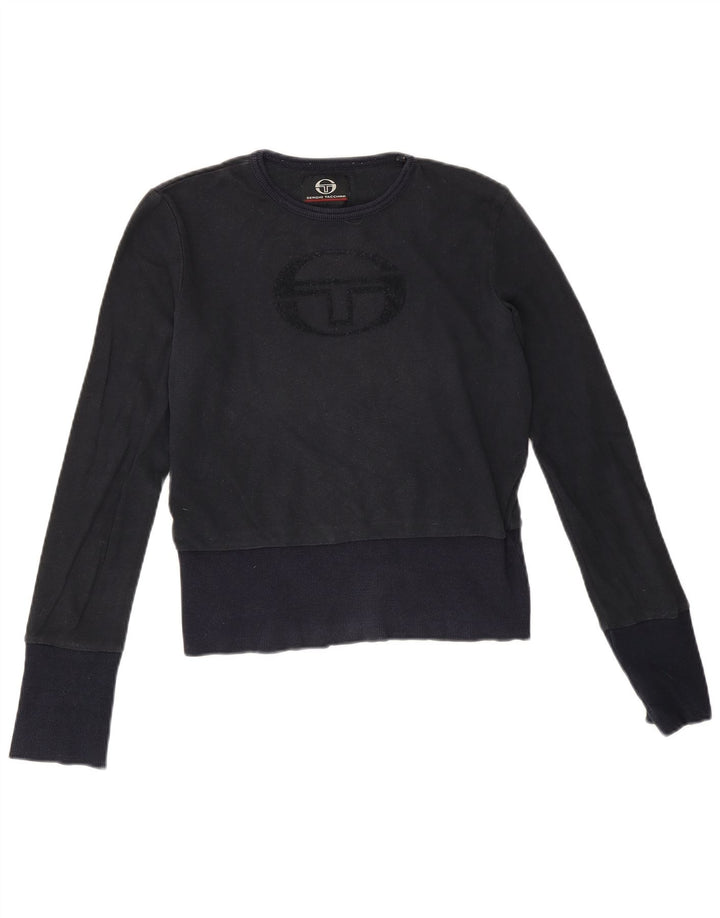 Sergio Tacchini Dame Crop Grafisk Top Langærmet UK 12 Medium Navy Blue