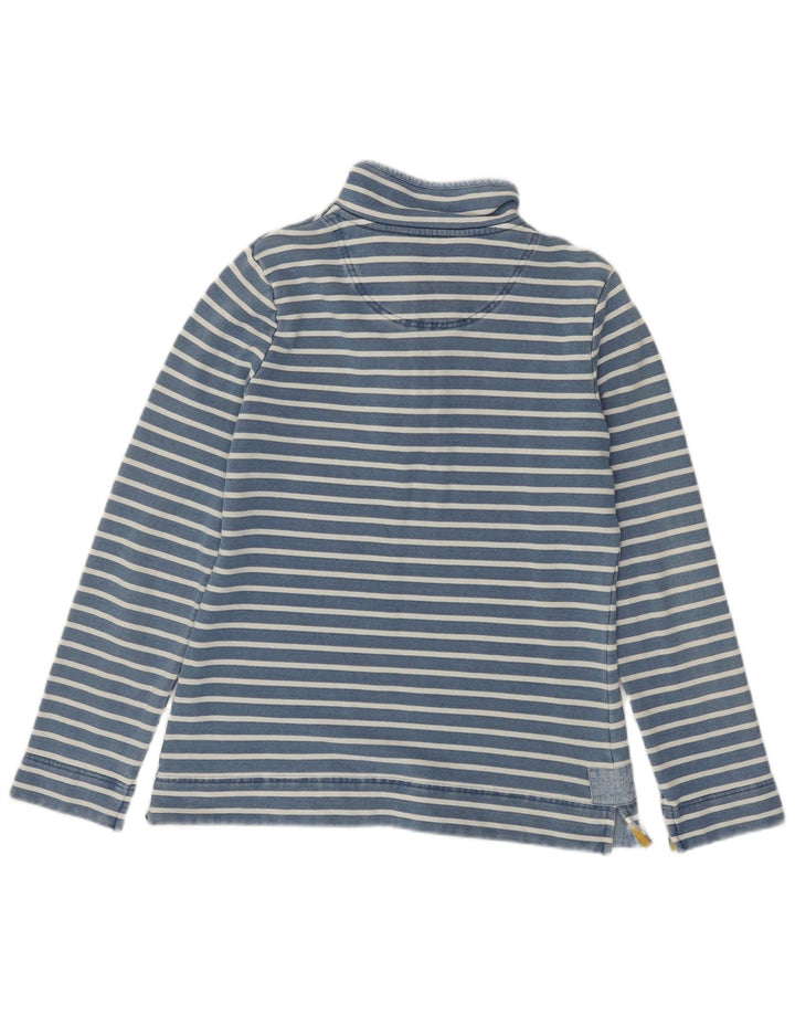 JOULES Dame Button Neck Sweatshirt Jumper UK 12 Mellem blå stribet