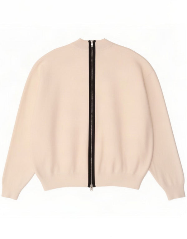 Zara Dame Oversized Cardigan Sweater UK 14 Medium White Viscose