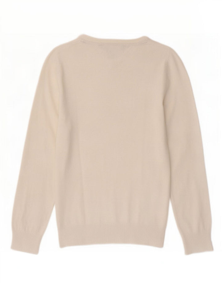 Tommy Hilfiger Dame Boat Neck Jumper Sweater UK 12 Medium White