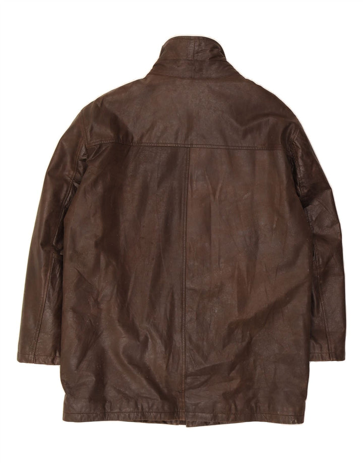 VINTAGE Mens Leather Coat IT 54 2XL Brown Leather Vintage Vintage and Second-Hand Vintage from Messina Hembry 