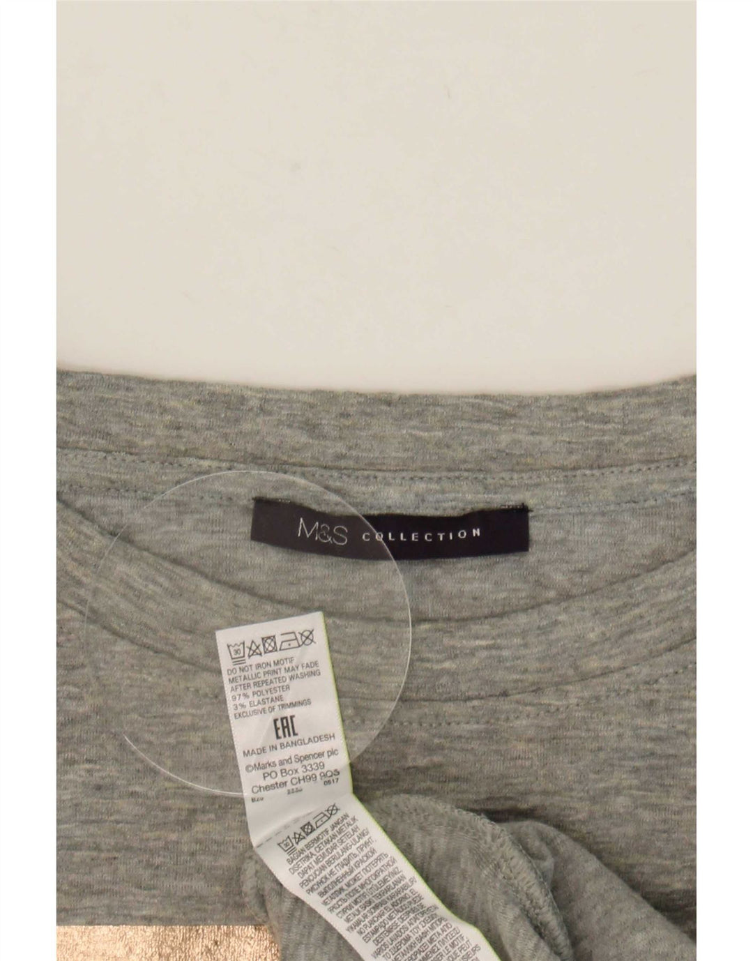 Marks & Spencer Dame Grafisk Top Langærmet UK 16 Large Grey Colourblock