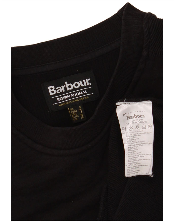 BARBOUR Dame Oversized Sweatshirt Jumper UK 8 Small Black Bomuld