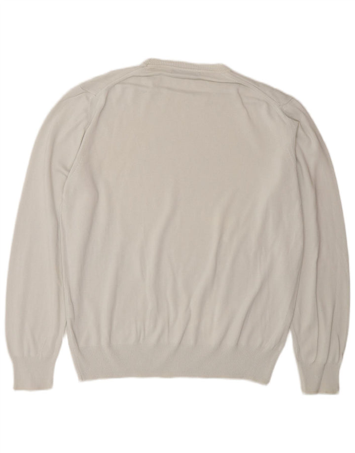 ZARA Mens Crew Neck Jumper Sweater Large White Cotton