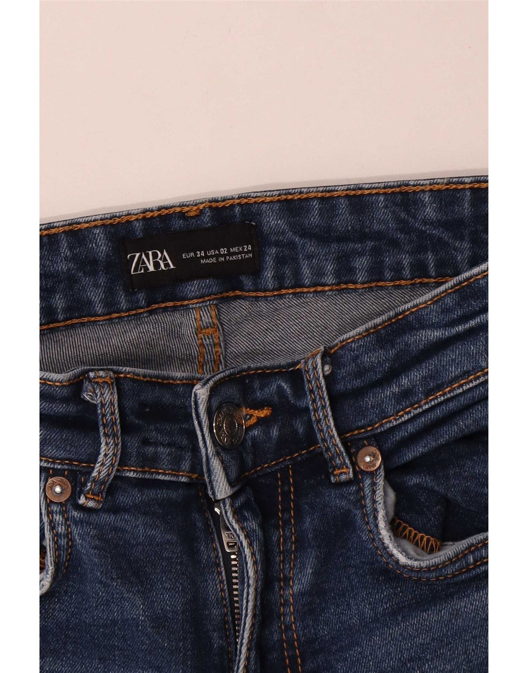 Zara Womens Crop Flared Jeans EU 34 2XS W24 L25 Blå
