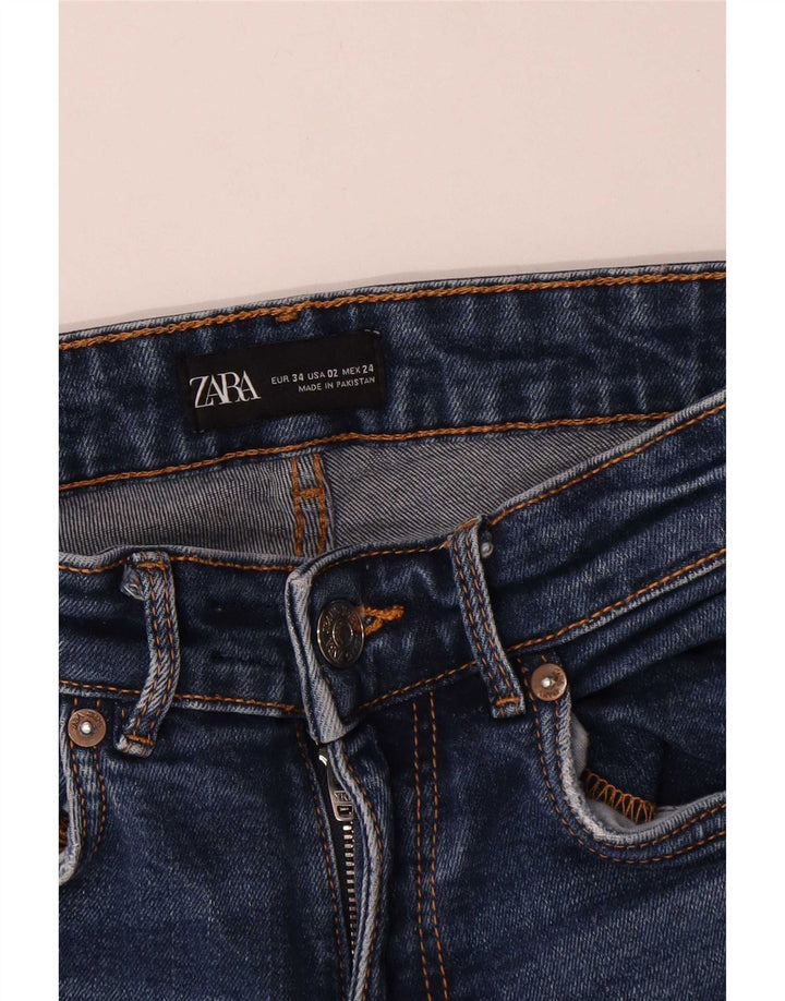 Zara Womens Crop Flared Jeans EU 34 2XS W24 L25 Blå