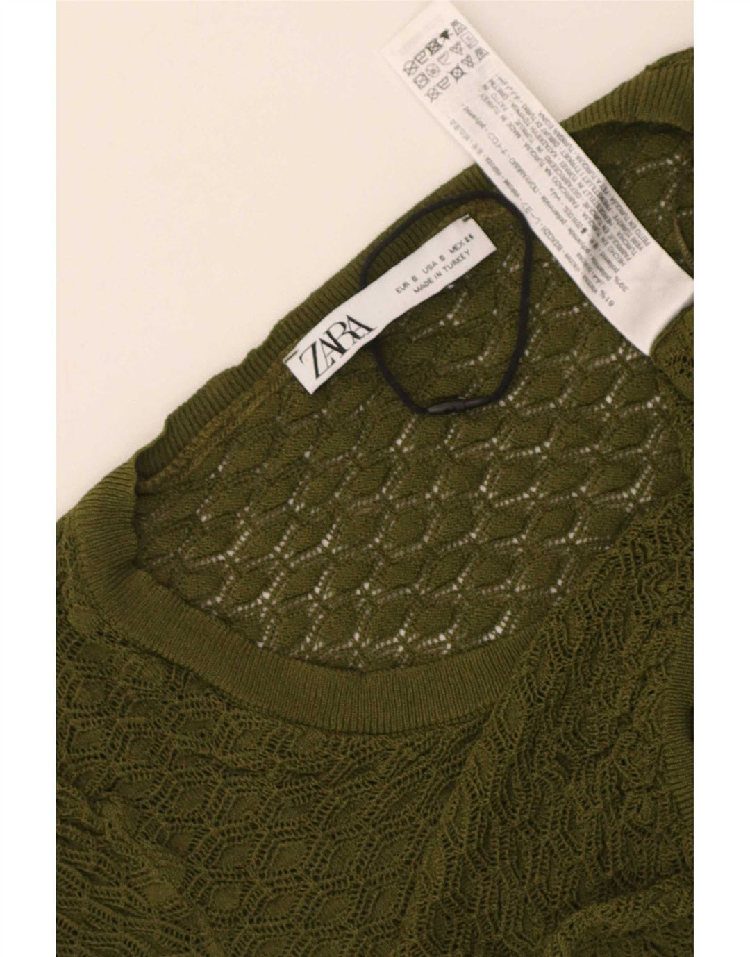Zara Womens Crop Bluse Top UK 8 Small Khaki Viscose