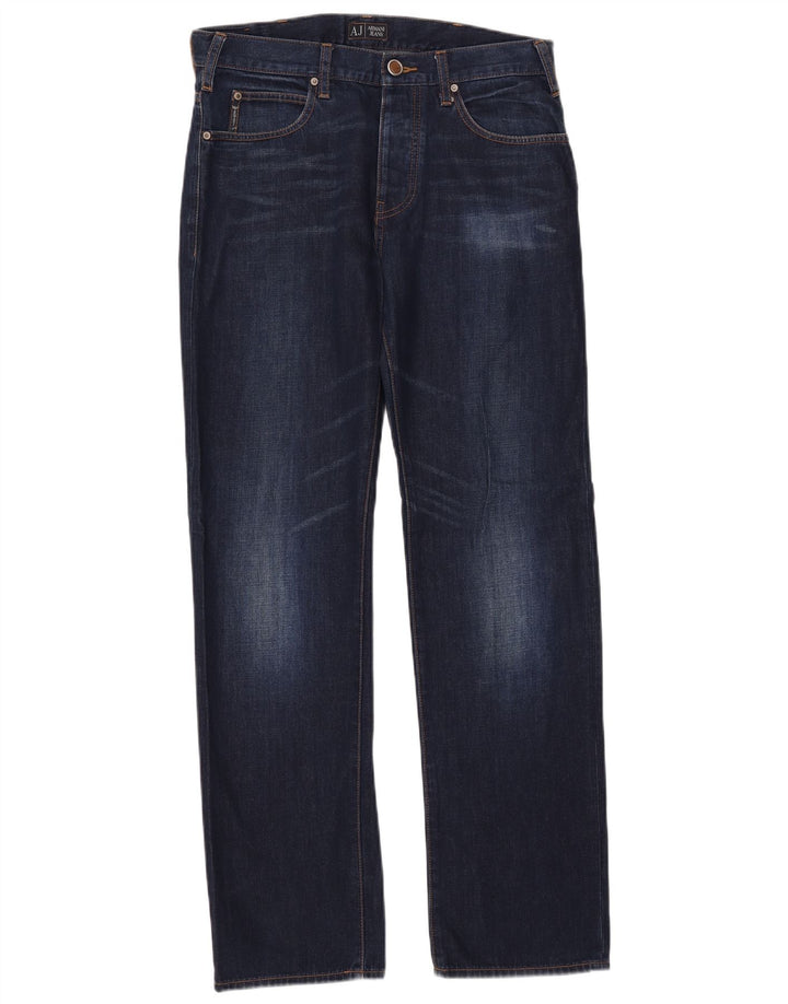 ARMANI Straight jeans til mænd W32 L32 Marineblå bomuld