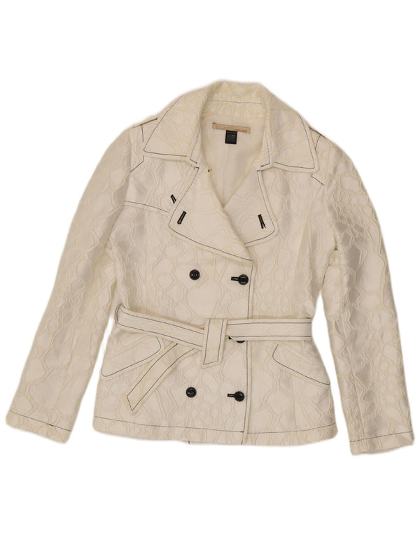 Roberto Cavalli Dame Blazer Jacket IT 42 Medium Off White Geometrisk