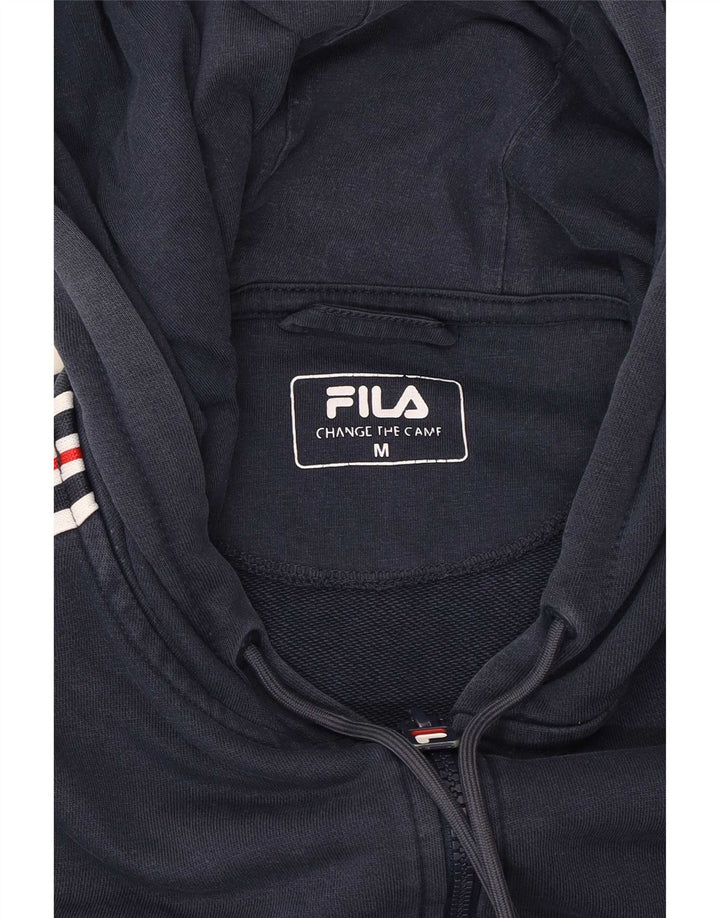 Fila Herre grafisk hættetrøje med lynlås mellem marineblå stribet