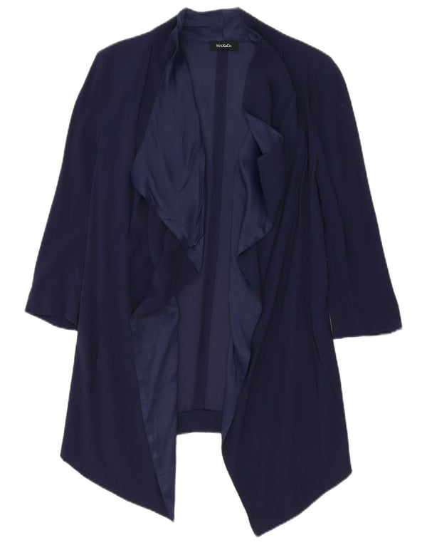 Max & Co. Womens 3/4 Sleeve Open Blazer Jacket UK 6 XS Navy Blue Viscose