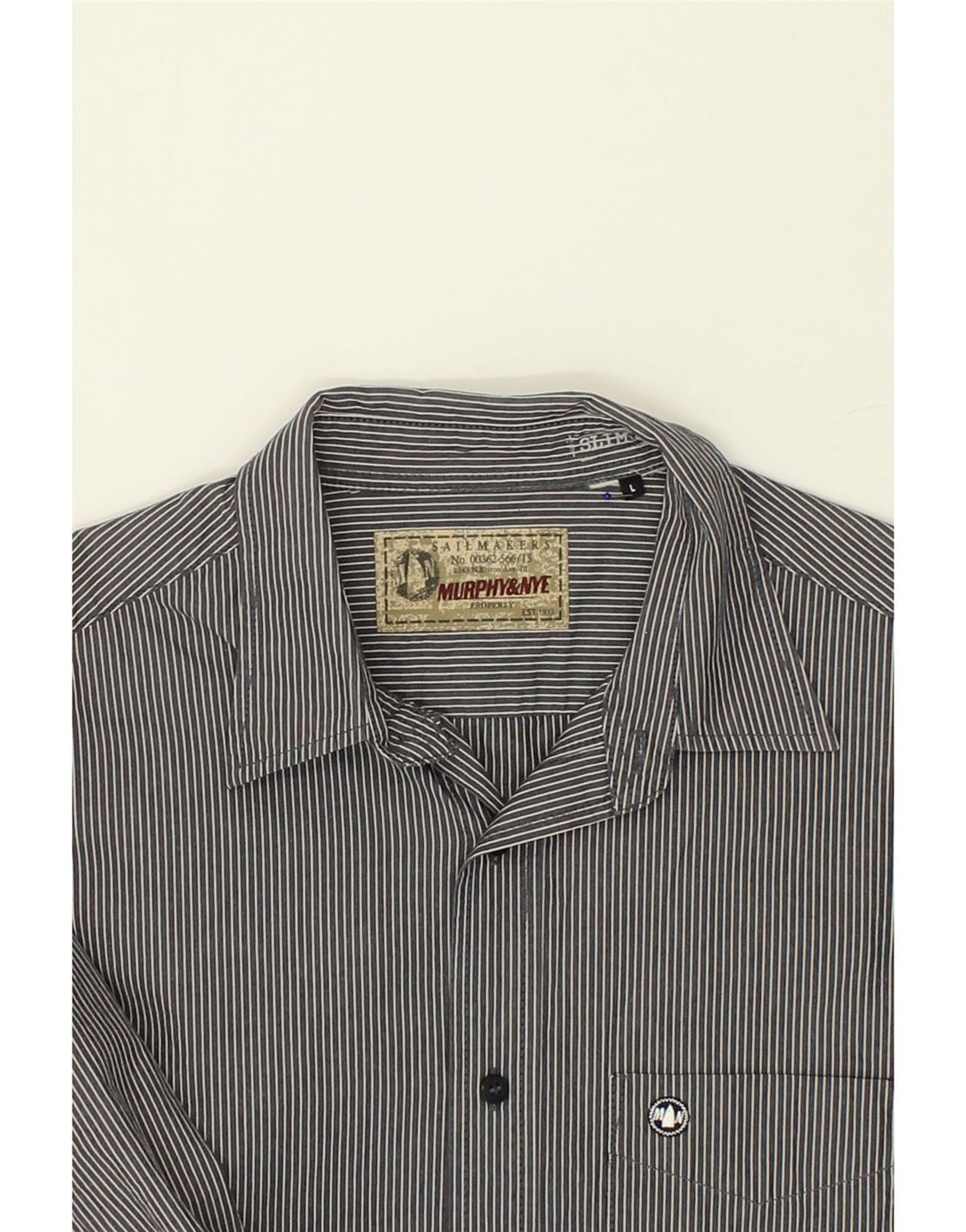 MURPHY & NYE Mens Slim Fit Shirt Large Navy Blue Pinstripe Vintage Murphy & Nye and Second-Hand Murphy & Nye from Messina Hembry 