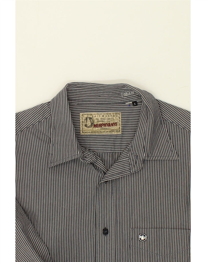 MURPHY & NYE Mens Slim Fit Shirt Large Navy Blue Pinstripe Vintage Murphy & Nye and Second-Hand Murphy & Nye from Messina Hembry 