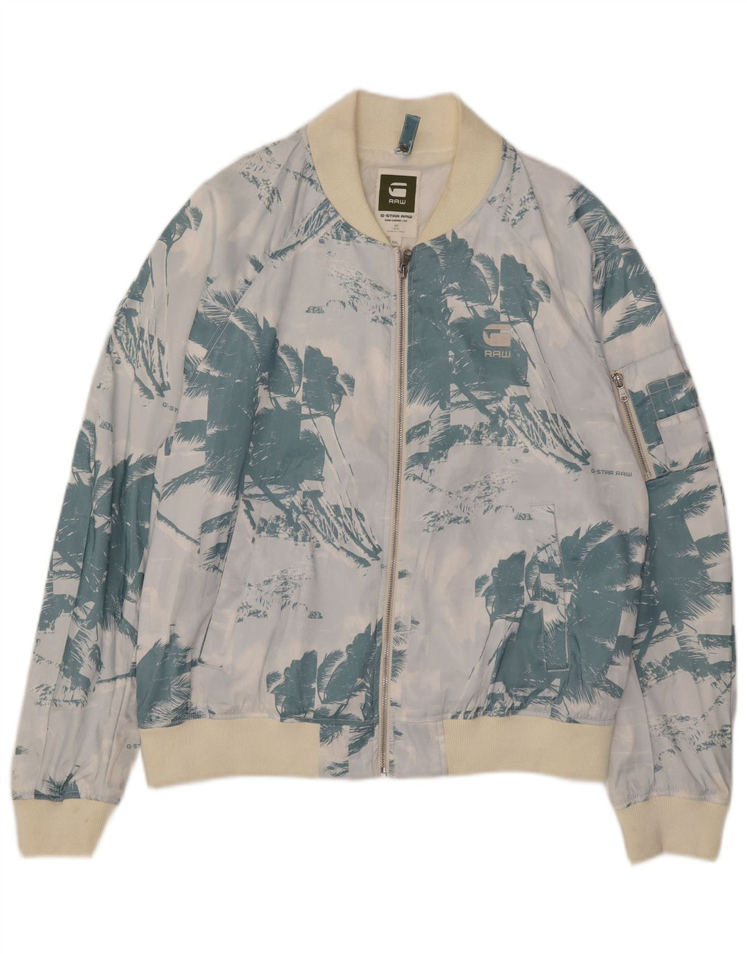 G-Star Herre Graphic Bomber Jacket UK 44 2XL Blue Floral Polyester
