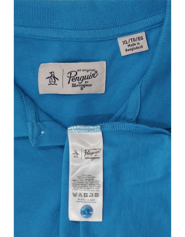 Penguin herre poloshirt XL blå bomuld