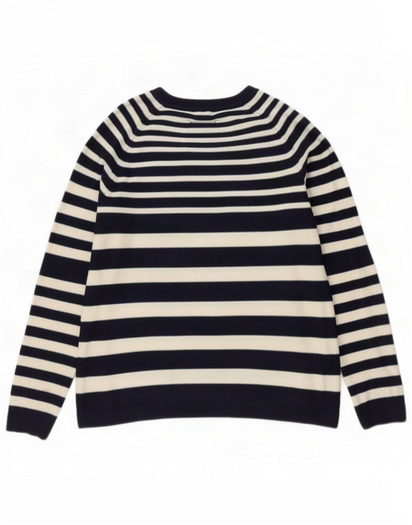 Intrend Womens Boat Neck Jumper Sweater UK 14 Medium Navy Blue Striped