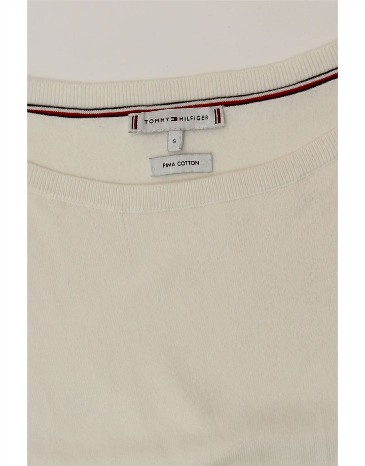 Tommy Hilfiger Dame Boat Neck Jumper Sweater UK 10 Small Off White Bomuld