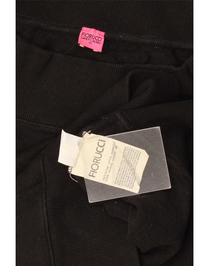 Fiorucci Graphic Sweatshirt Jumper UK 10 Small Black Bomuld