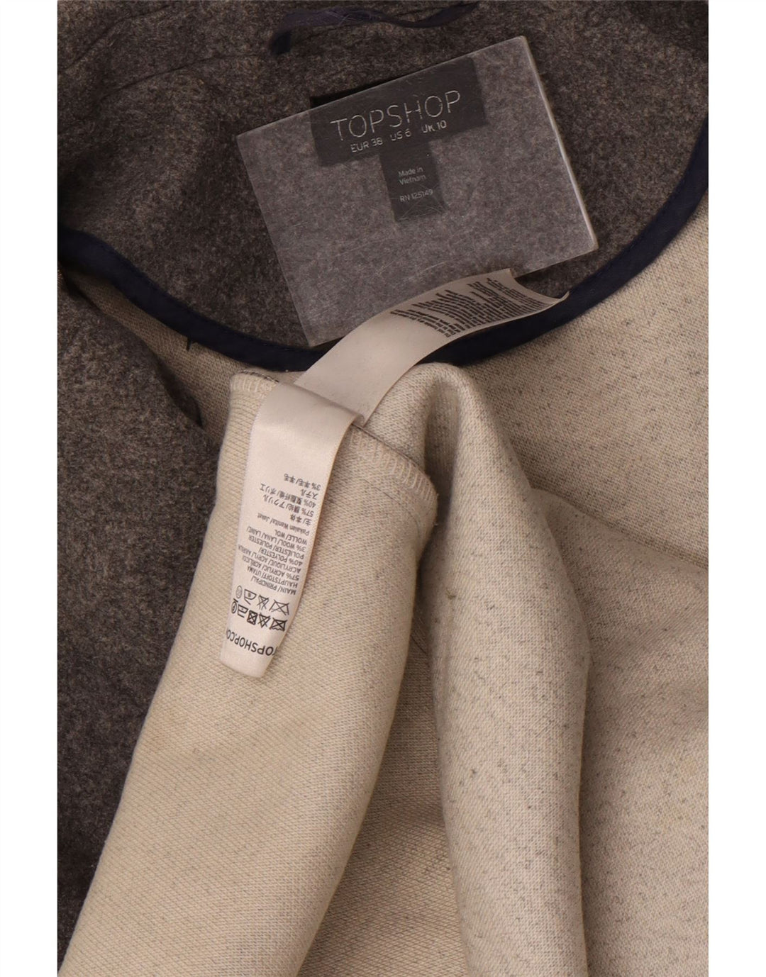 Topshop Dame Oversized Overfrakke UK 10 Small Grey Flecked Acryl