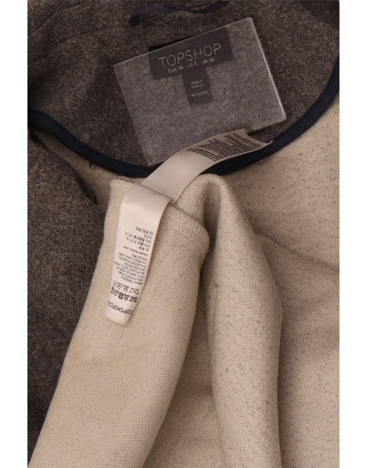 Topshop Dame Oversized Overfrakke UK 10 Small Grey Flecked Acryl
