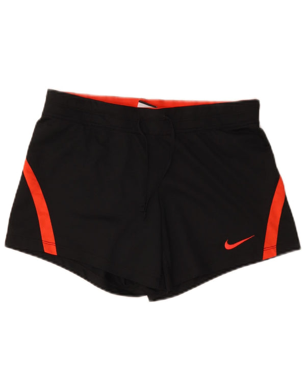 Nike Dame Dri Fit Sports Shorts UK 6 XS Sort Colourblock Polyester